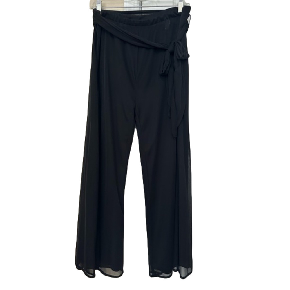 MSK Sheer Overlay Cocktail Pants with attached Sheer Belt